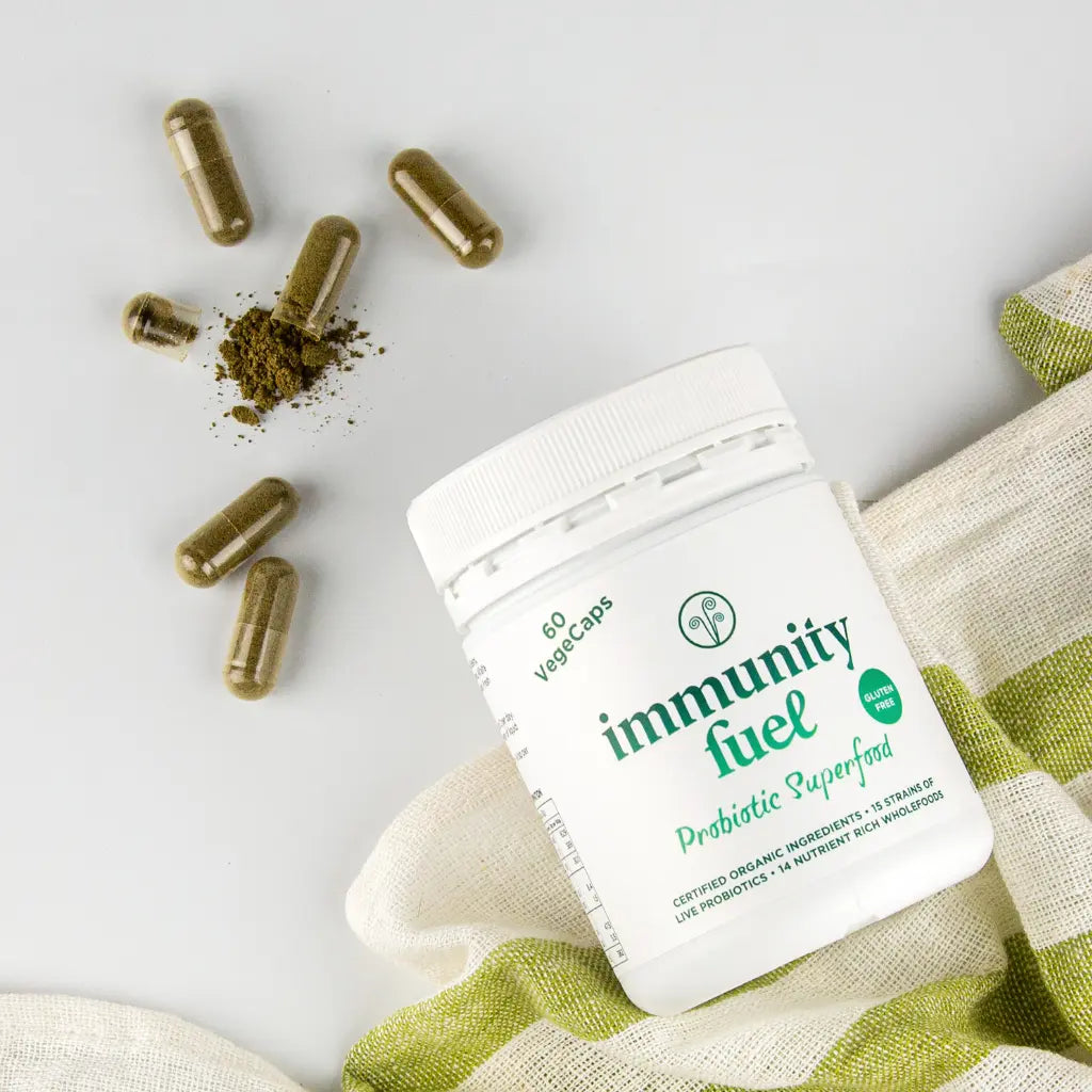 Premium gluten free probiotics in plant based capsules for gut health while travelling