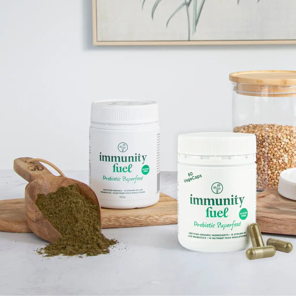 gluten free probiotic powder and convenient capsules for gut support travelling