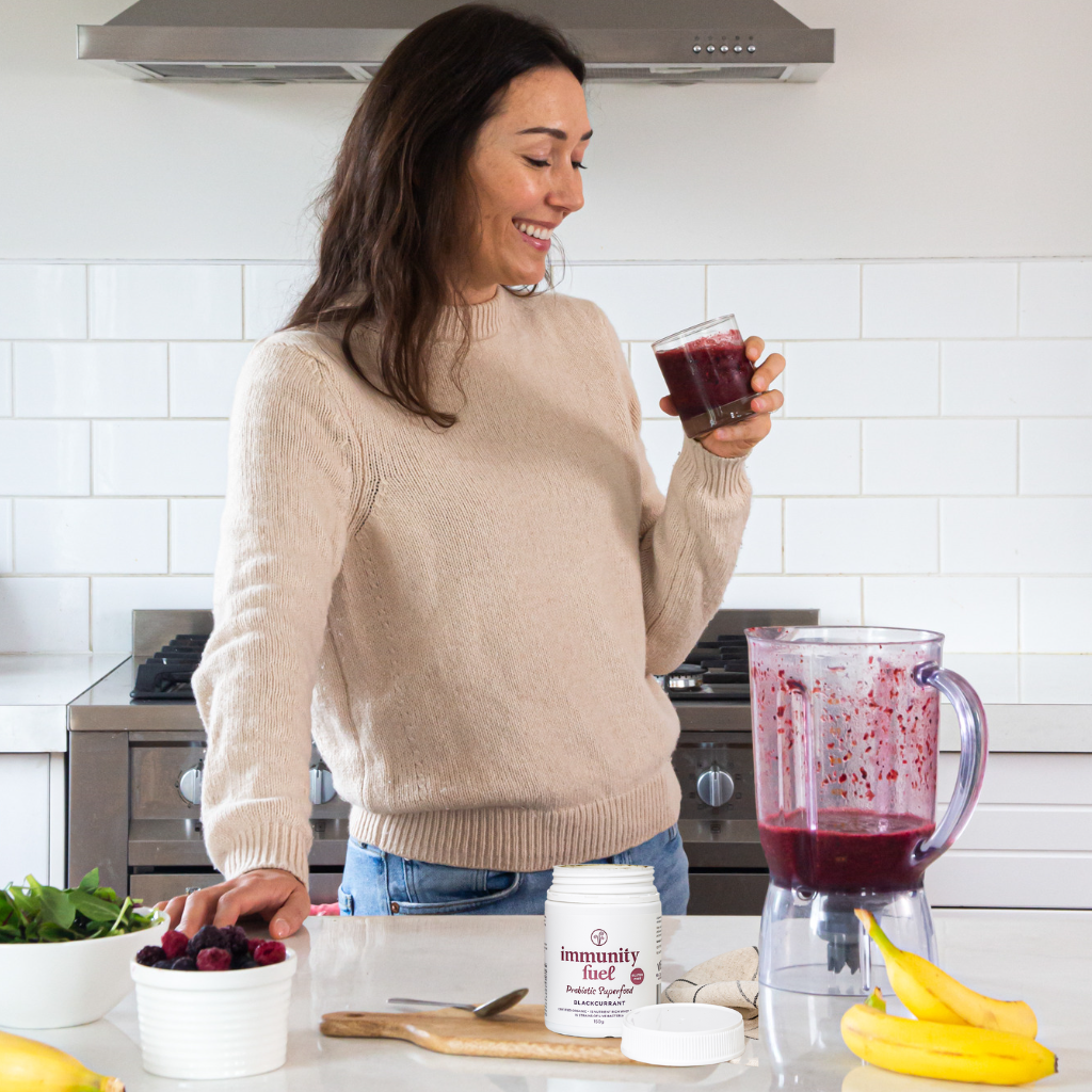Immunity fuel blackcurrant powder smoothie